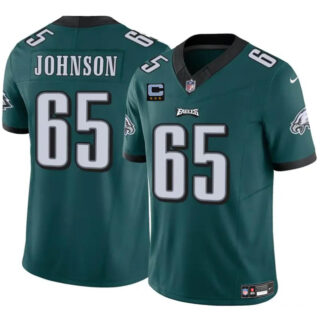 Men's Philadelphia Eagles #65 Lane Johnson Green F.U.S.E With 3-Star C Patch Vapor Untouchable Limited Stitched Football Jersey