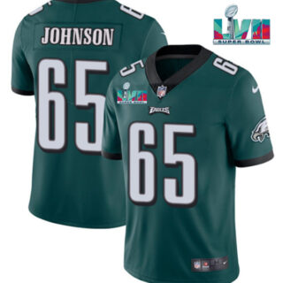 Men's Philadelphia Eagles #65 Lane Johnson Green Super Bowl LVII Patch Vapor Untouchable Limited Stitched Jersey