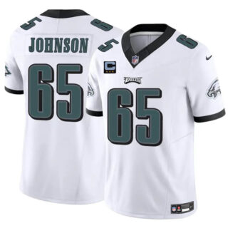 Men's Philadelphia Eagles #65 Lane Johnson White F.U.S.E With 3-Star C Patch Vapor Untouchable Limited Stitched Football Jersey