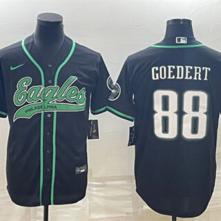 Men's Philadelphia Eagles #88 Dallas Goedert Black With Patch Cool Base Stitched Baseball Jersey