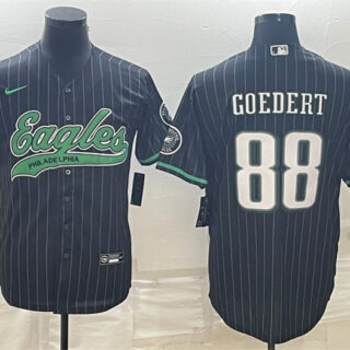 Men's Philadelphia Eagles #88 Dallas Goedert Black With Patch Cool Base Stitched Baseball Jerseys