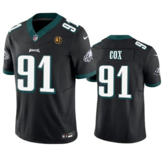 Men's Philadelphia Eagles #91 Fletcher Cox Black 2023 F.U.S.E. With John Madden Patch Vapor Limited Stitched Football Jersey