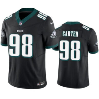 Men's Philadelphia Eagles #98 Jalen Carter Black 2023 F.U.S.E. Vapor Untouchable Limited Stitched Football Jersey