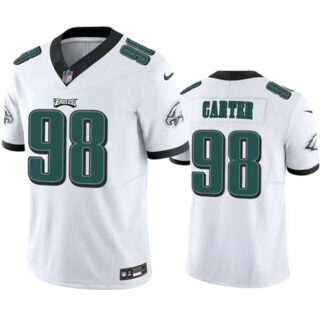 Men's Philadelphia Eagles #98 Jalen Carter White 2023 F.U.S.E. Vapor Untouchable Limited Stitched Football Jersey