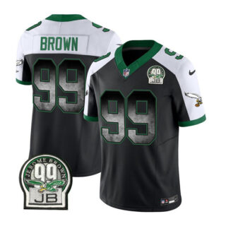 Men's Philadelphia Eagles #99 Jerome Brown Black White 2023 F.U.S.E. Throwback Vapor Untouchable Limited Stitched Football Jersey