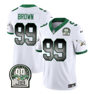Men's Philadelphia Eagles #99 Jerome Brown White 2023 F.U.S.E. Throwback Vapor Untouchable Limited Stitched Football Jersey