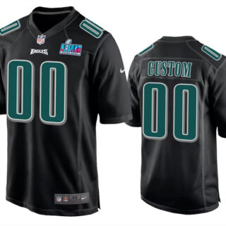Men's Philadelphia Eagles ACTIVE PLAYER Custom Black Super Bowl LVII Patch Stitched Game Jersey