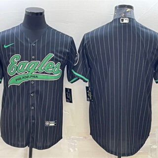 Men's Philadelphia Eagles Blank Black With Patch Cool Base Stitched Baseball Jersey