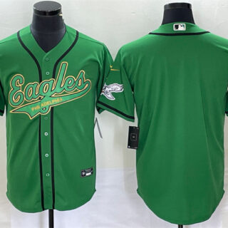 Men's Philadelphia Eagles Blank Green Cool Base Stitched Baseball Jersey