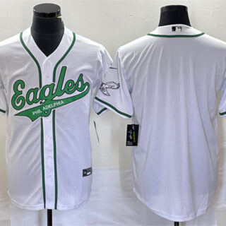 Men's Philadelphia Eagles Blank White Cool Base Stitched Baseball Jersey