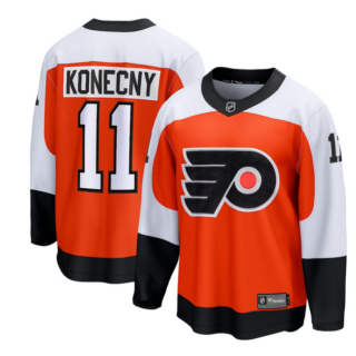Men's Philadelphia Flyers #11 Travis Konecny Orange Stitched Jersey