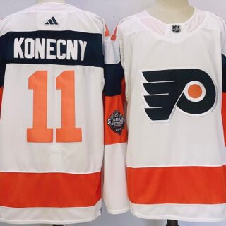 Men's Philadelphia Flyers #11 Travis Konecny White 2023-2024 Stadium Series Stitched Jersey