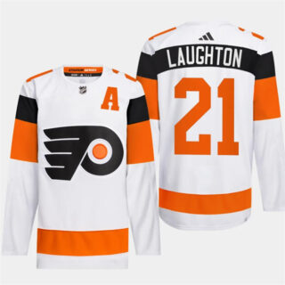 Men's Philadelphia Flyers #21 Scott Laughton White 2024 Stadium Series Stitched Jersey
