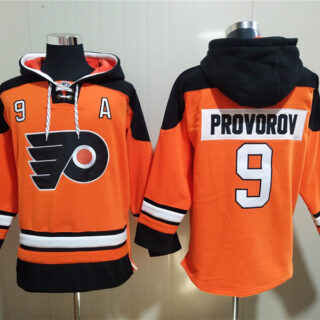 Men's Philadelphia Flyers #9 Ivan Provorov Orange Ageless Must-Have Lace-Up Pullover Hoodie