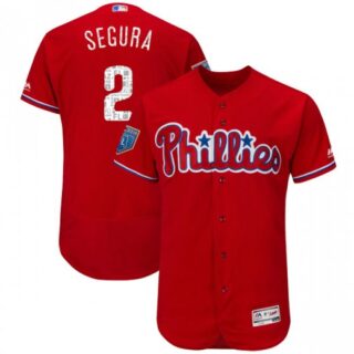 Men's Philadelphia Phillies #2 Jean Segura Scarlet Flex Base 2018 Spring Training Jersey