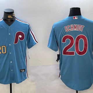 Men's Philadelphia Phillies #20 Mike Schmidt Blue Cool Base Stitched Jerseys
