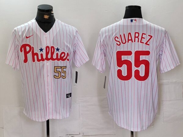 Men's Philadelphia Phillies #55 Ranger Suárez White Cool Base Stitched Jerseys