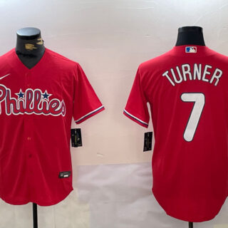 Men's Philadelphia Phillies #7 Trea Turner Red Cool Base Stitched Jerseys