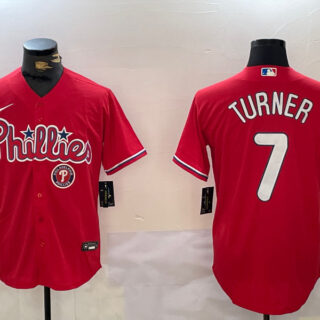 Men's Philadelphia Phillies #7 Trea Turner Red Cool Base Stitched Jersey