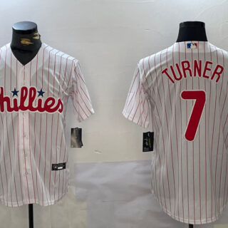 Men's Philadelphia Phillies #7 Trea Turner White Cool Base Stitched Jersey