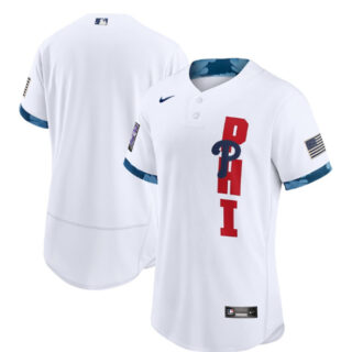 Men's Philadelphia Phillies Blank 2021 White All-Star Flex Base Stitched MLB Jersey