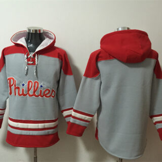 Men's Philadelphia Phillies Blank Grey Red Ageless Must-Have Lace-Up Pullover Hoodie