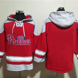 Men's Philadelphia Phillies Blank Red Ageless Must-Have Lace-Up Pullover Hoodie