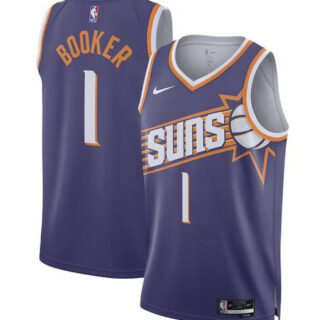 Men's Phoenix Suns #1 Devin Booker Purple Icon Edition Stitched Basketball Jersey