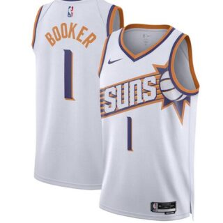 Men's Phoenix Suns #1 Devin Booker White Association Edition Stitched Basketball Jersey