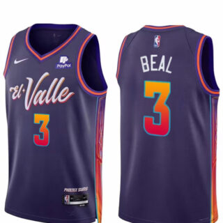 Men's Phoenix Suns #3 Bradley Beal Purple 2023 24 City Edition Stitched Basketball Jersey