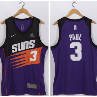 Men's Phoenix Suns #3 Chris Paul Purple Stitched Jersey