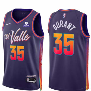 Men's Phoenix Suns #35 Kevin Durant Purple 2023 24 City Edition Stitched Basketball Jersey
