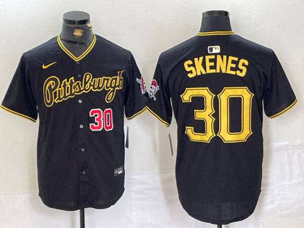 Men's Pittsburgh Pirates #30 Paul Skenes Black Stitched Baseball Jerseys