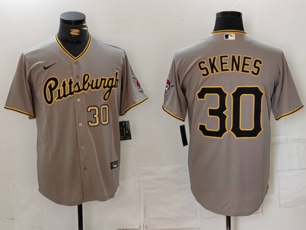 Men's Pittsburgh Pirates #30 Paul Skenes Grey Stitched Baseball Jerseys