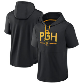 Men's Pittsburgh Pirates Black 2023 City Connect Short Sleeve Pullover Hoodie