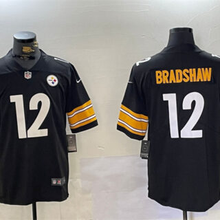 Men's Pittsburgh Steelers #12 Terry Bradshaw Black Vapor Untouchable Limited Stitched Football Jersey