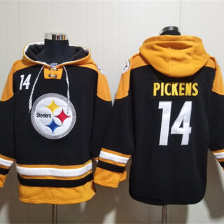 Men's Pittsburgh Steelers #14 George Pickens Black Ageless Must-Have Lace-Up Pullover Hoodie