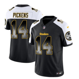 Men's Pittsburgh Steelers #14 George Pickens Black White 2023 F.U.S.E. Smoke Vapor Untouchable Limited Stitched Jersey