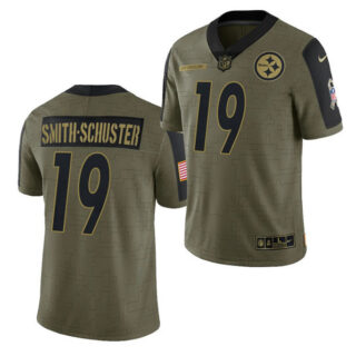 Men's Pittsburgh Steelers #19 JuJu Smith-Schuster 2021 Olive Salute To Service Limited