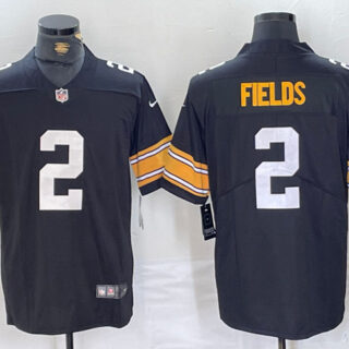 Men's Pittsburgh Steelers #2 Justin Fields Black Vapor Untouchable Limited Stitched Jersey