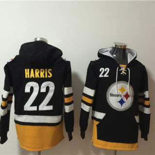 Men's Pittsburgh Steelers #22 Najee Harris Black Ageless Must-Have Lace-Up Pullover Hoodie