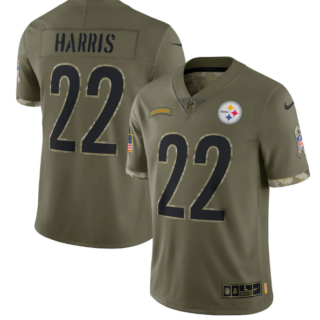 Men's Pittsburgh Steelers #22 Najee Harris Olive 2022 Salute To Service Limited Stitched Jersey