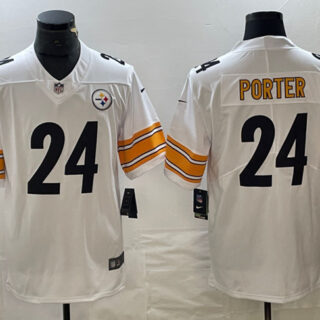 Men's Pittsburgh Steelers #24 Joey Porter Jr. White Vapor Untouchable Limited Stitched Jersey