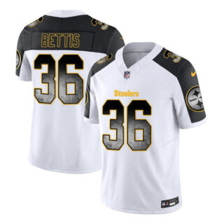 Men's Pittsburgh Steelers #36 Jerome Bettis White Black 2023 F.U.S.E. Smoke Vapor Untouchable Limited Stitched Jersey