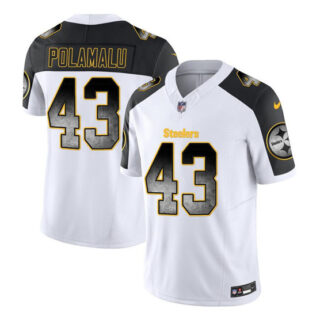 Men's Pittsburgh Steelers #43 Troy Polamalu White Black 2023 F.U.S.E. Smoke Vapor Untouchable Limited Stitched Jersey