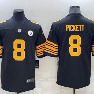 Men's Pittsburgh Steelers #8 Kenny Pickett Black Color Rush Stitched Jersey