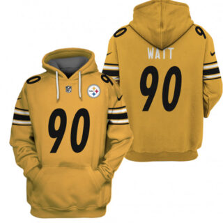 Men's Pittsburgh Steelers #90 T.J. Watt 2021 Yellow Pullover Hoodie