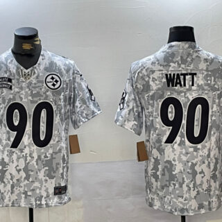 Men's Pittsburgh Steelers #90 T. J. Watt 2024 F.U.S.E Arctic Camo Salute To Service Limited Stitched Football Jersey