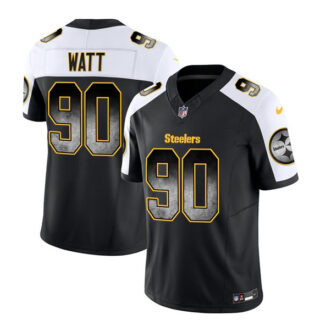 Men's Pittsburgh Steelers #90 T.J. Watt Black White 2023 F.U.S.E. Smoke Vapor Untouchable Limited Stitched Jersey