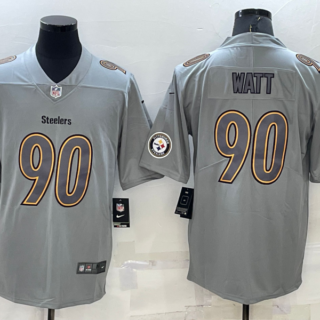 Men's Pittsburgh Steelers #90 T.J. Watt Grey Atmosphere Fashion Stitched Jersey